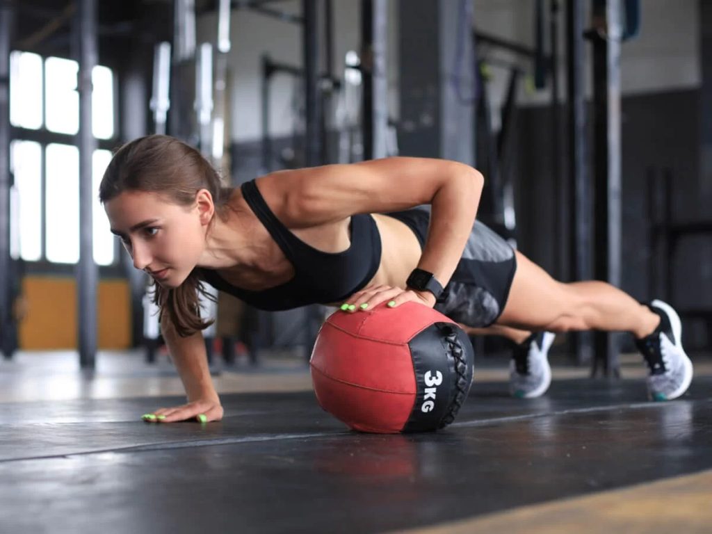 woman doing core training